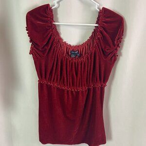 Max Edition Burgundy Stretchy Velour Top